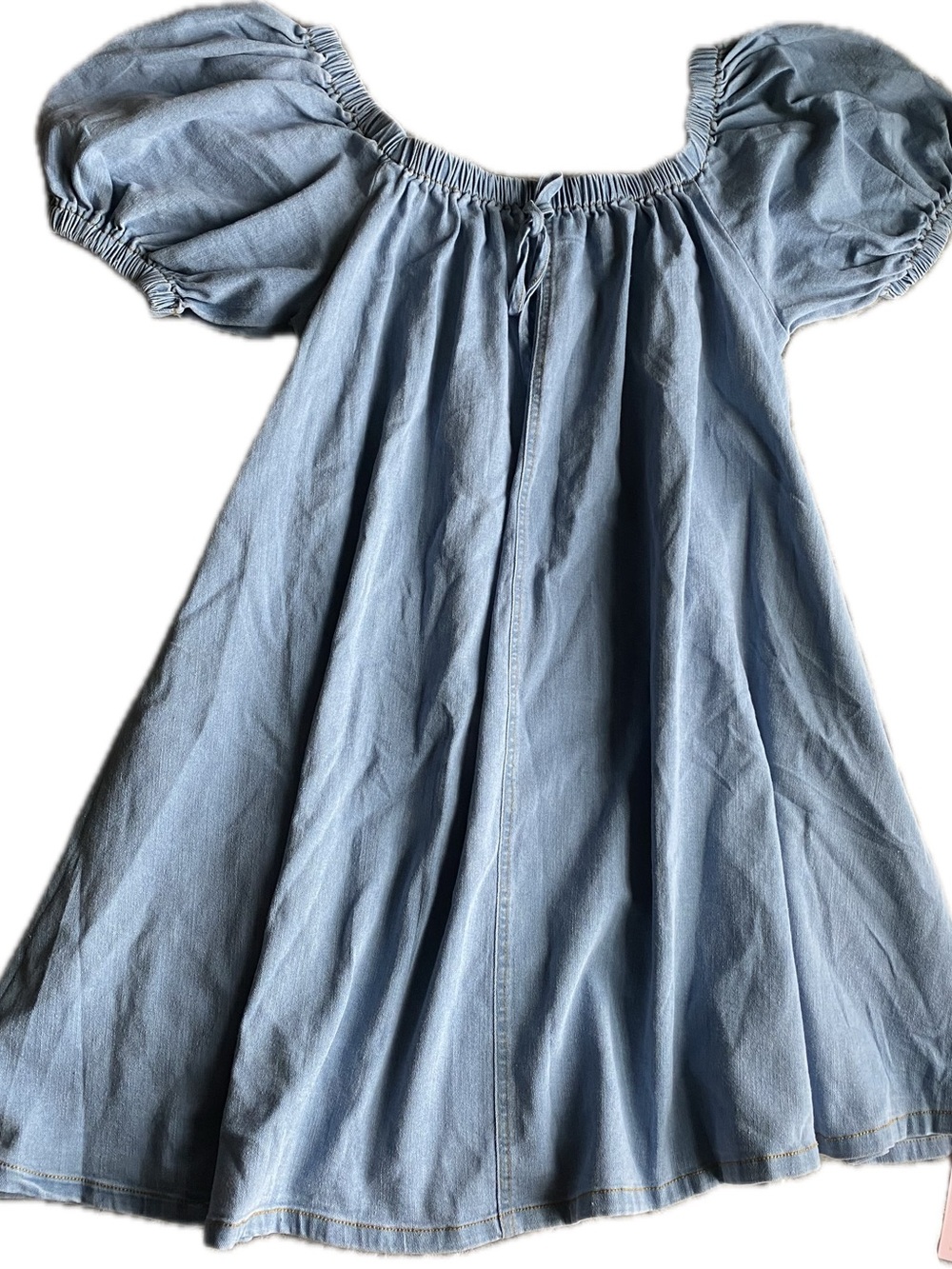 Light Wash Denim Off-Shoulder Dress with pockets